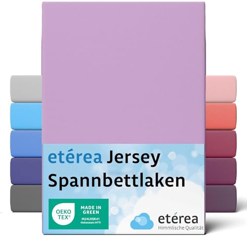 etérea Jersey Spannbettlaken 180x200cm - 200x200cm Flieder bis 25 cm Höhe - 100% Baumwolle Spannbetttuch Oekotex - Bed Sheets Leintuch Bettbezug - Bettlaken 180x200 cm - 200x200 cm - Lila