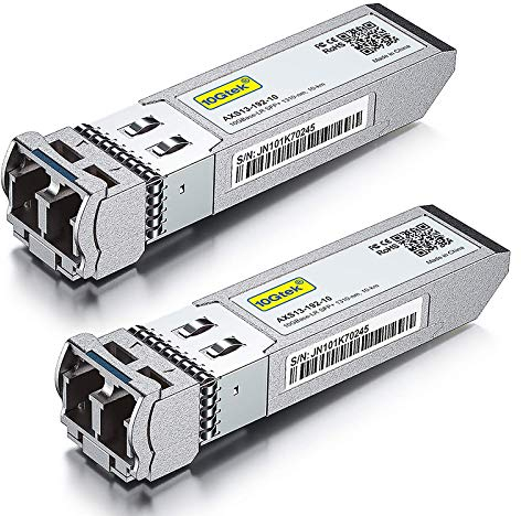 10Gtek 2-Stück 10Gb SFP+ LR Singlemode Modul, 10GBase-LR LC Transceiver Kompatibel für Cisco SFP-10G-LR, Meraki, Mikrotik, Ubiquiti UniFi, Netgear, Zyxel, D-Link,TP-LINK, Open Switch