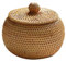 POHOVE Aufbewahrungskorb aus Weide mit Deckel und Korb, Rattan, kleine Box aus geflochtenem Natur-Rattan, für Schlafzimmer, Wohnzimmer, Büro, 15 x 11,9 cm
