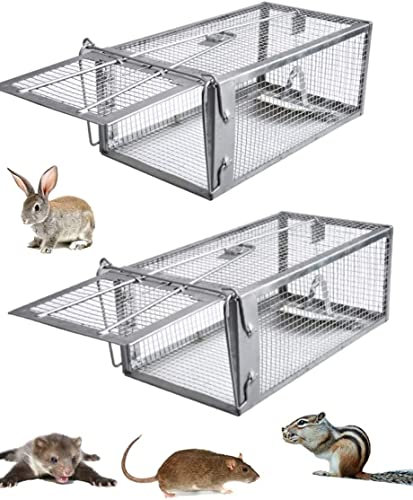 UNIQU 2 Packs Live Rat Cage Trap | Humane Mouse & Rat Traps - All Weather, Home & Animal Friendly Reusable Rat, Mouse, Squirrel, Mole, Rodent Solution
