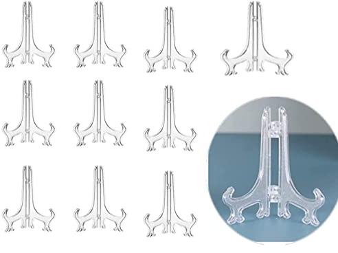 Naisfei 10 Pieza Caballete de Plástico Transparente, Soporte de ExhibicióN Para Platos,Soporte Para Colocar Monedas, Soporte para Mostrar imágenes u Otros Elementos en Las Bodas(4 Pulgadas)