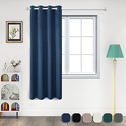 1 Stück Verdunkelungsvorhang Samt Vorhänge,Thermogardine Blickdicht Gardinen Samtoptik Velvet Vorhang Mit Ösen Für Schlafzimmer Wohnzimmer,Blue,380x230 cm(WxL)