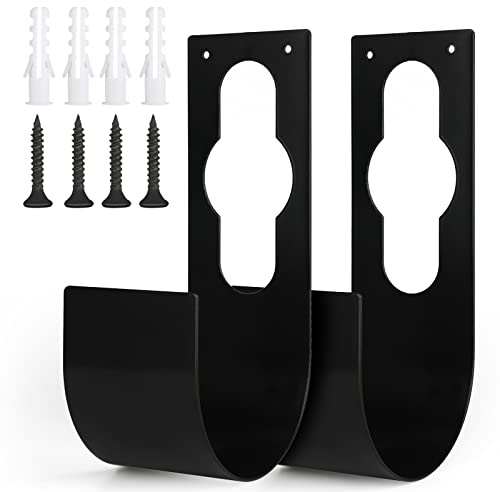 KINGLAKE 2Pcs Heavy Duty Cast Iron Expandable Garden Hose Hanger Hook, Wall Mounted, Black