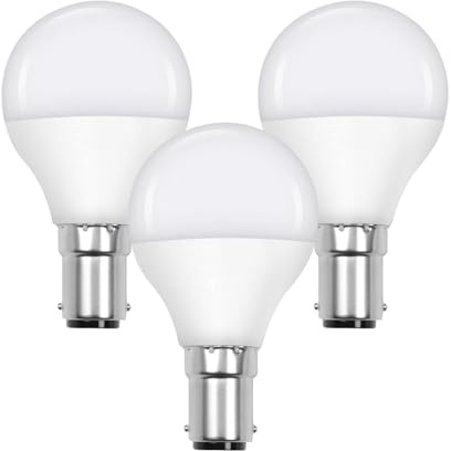 B15 Small Bayonet Cap Fitting LED Light Bulb, 4.9W 40 watts Equivalent, Energy Saving, Golf Ball G45 Light Bulbs, Cool White 4000K, Long-Lasting, Bright Led Bulbs, 470 Lumen, Non-Dimmable, Pack of 3