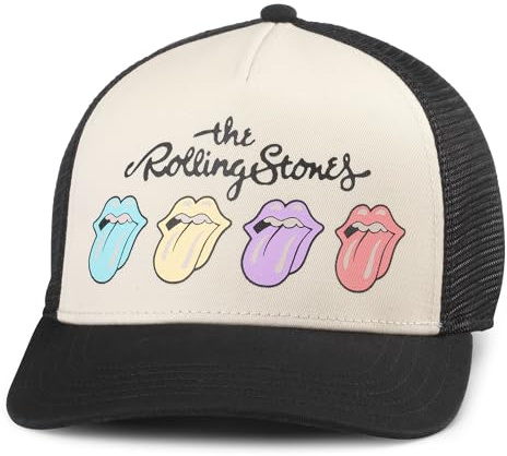 AMERICAN NEEDLE Rolling Stones Sinclair Adjustable Snapback Baseball Hat, Black/Ivory (21001A-RLSTONE-BLIV)