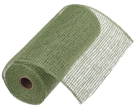 sourcing map 10 Inch Poly Burlap Mesh for Wreath, Decorative Mesh Fabric Ribbon 10 Yard for Fall Easter Christmas Flower Bow, Dark Green