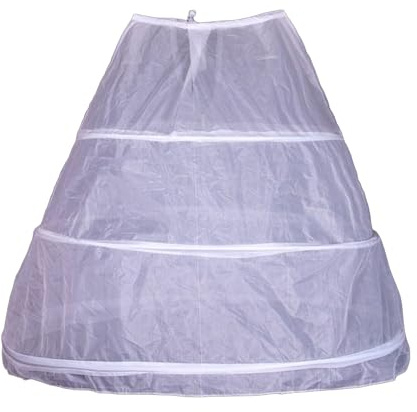 AWOCAN Sottogonna da donna in crinolina, con 3 cerchi, gonna lunga a mezza sottoveste per abito da sposa o da ballo, bianco-a, L