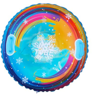 Harilla Aufblasbarer Snowtube-Skischlauch mit Kippschutz, verschleißfest, aufblasbarer Schneeschlitten, aufblasbarer Schneeschlitten zum Skifahren im neuen, Gestreiftes Blau