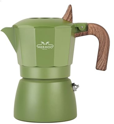MERMOO YILAN Spishäll espressomaskin 3 skott dubbelventil moka pot utomhus camping kaffebryggare för hem, kontor, resor, utomhus