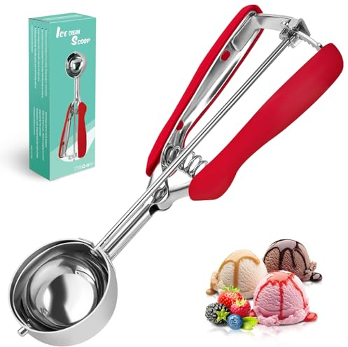 SPEENSUN Ice Cream Scoop with Rubber Easy Trigger-Large Size(5cm),Melon Baller Scoop,304 Stainless Steel Cookie Scoop,Durable and Effortless for Ice Cream,Melon Baller,Mash Potato and Bakin