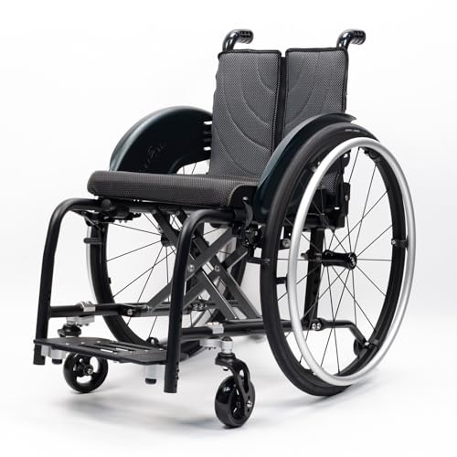 NRNQMTFZ Vikbar lätt rullstol med broms, aluminium reserullstol, struktur med dubbel korsning, lätt, transportrullstol, självgående (E, sätesbredd 38 cm/15 tum)