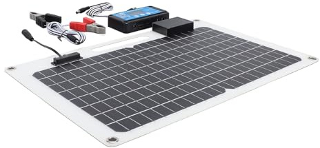 Fabater Dual USB Solar Panel Battery Charger Kit with Power Level Display for Convenient Charging for Security Camera, Greenhouse