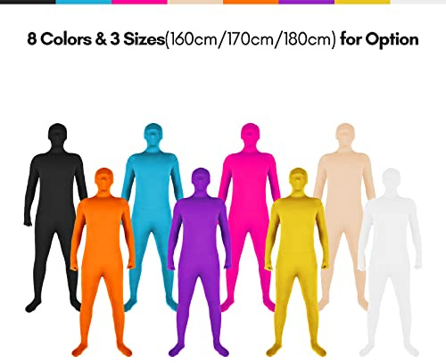 Cuifati Traje Chromakey de Fotografía de Cuerpo Completo, Mono Unisex para Adulto, Disfraz Elástico para Foto y Vídeo, Festival de Efectos Especiales, Traje Zentai Morado (160cm)