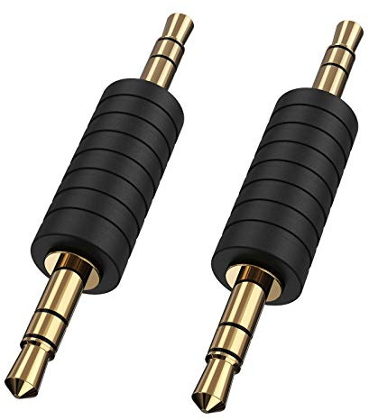 CableCreation 2 Pack 3.5mm 1/8 Stereo Jack to 3.5mm Audio Male to Male Adapter Connectors Gold Plated Compatible with for TaoTronics, Mpow BH129 Bluetooth Receiver