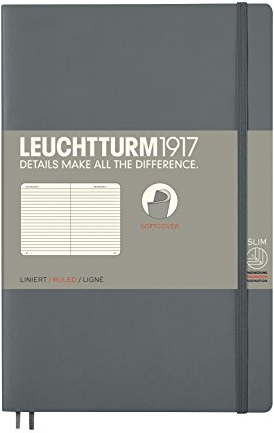 LEUCHTTURM1917 Notizbuch Pocket (A6), Softcover, 121 Seiten, Anthrazit, Liniert