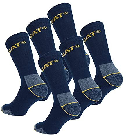 Caterpillar 6 Paires Chaussettes Travail- Chaussures de Sécurité - Pointe et Talon Renforcé - Coton Eponge