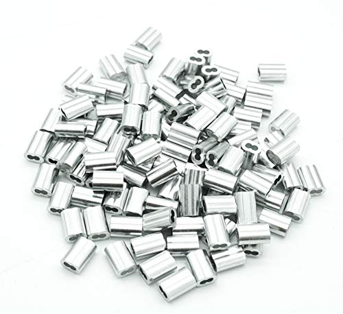 100 Stück 1,2 mm Aluminiumhülsen Crimpschlaufenhülsen Doppelhülsen Typ für Drahtseil-Aufhängung