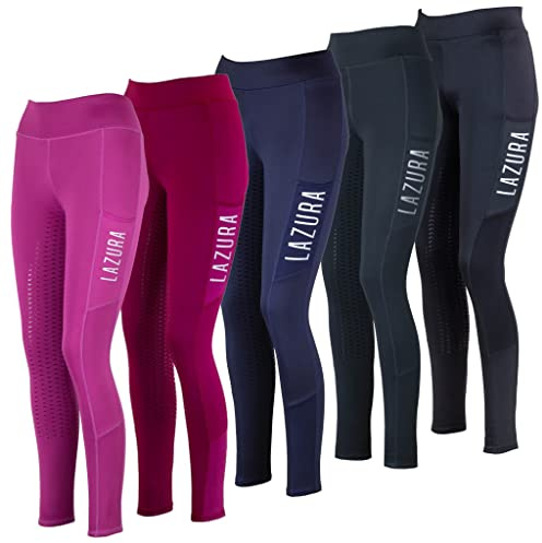 Lazura - Reitleggings für Damen Emilia | Vollbesatz aus Silikon | Vollbesatzreithose mit 2 seitlichen Handytaschen | Reithose in der Farbe Asphalt | Reitbekleidung in Größe 38