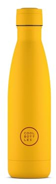 Cool Bottles - Botella de Agua de Acero Inoxidable - 500 ml - Vivid Yellow - 26,5 x 7 cm - Botella Térmica Hermética - Bebidas frías 36 horas y calientes 18 horas - Triple-Cool Technology - Sin BPA