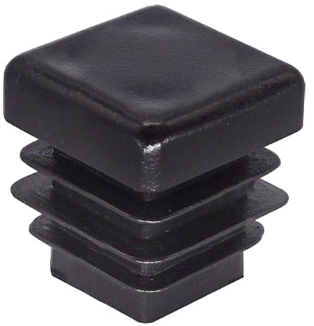 SKIR'CO 40 tapones cuadrados de plástico de 16 x 16 mm, tapas de tubo mate, insertos de tubo cuadrados, tapones para postes de valla, color negro RAL 9005