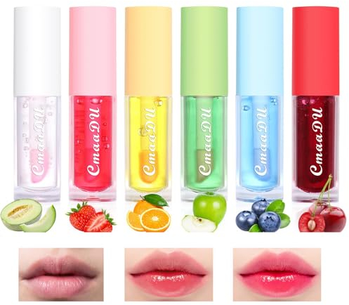 6pcs Color Changing Moisturizing Lippenöl - Feuchtigkeitsspendendes Lip Gloss Lip Glow Oil - Lippenbalsam mit Fruchtgeschmack Lippenpflege-Set für Frauen Mädchen
