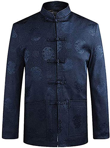 FGDIUCVN Kampfsportbekleidung Tang-Anzug Kung-Fu-Jacke - Traditionelle chinesische Tai-Chi-Qi-Gong-Kampfsportbekleidung, Oberteil, Blau, L