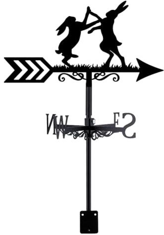 SUPERDANT Rabbit Boxing Weather Vane Metal Weathervane Hare Animals Windvanes Weathercock Funny Decorative Wind Direction Vanes Signs for Farmhouse Outdoor Garden Lawn Roof Paddock Decoration