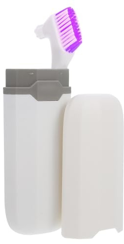 Outanaya Estuche de Viaje para Cepillo de Dientes Púrpura con Doble Limpieza y Protección, Incluye Cepillo para Dientes Postizos Adecuado para Actividades al Aire Libre