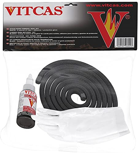 VITCAS 10mm Black Stove Fire Rope - Thermal Seal - Promotes Efficiency - Easy To Use – Premium Quality Material – Durable – Flexible – Air Tight Seal - Heat Resistant Up to 550 degree Celsius