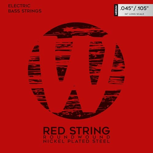 Warwick Red Strings Bass String Set, Nickel-Plated Steel, 4-String, Medium, .045-.105