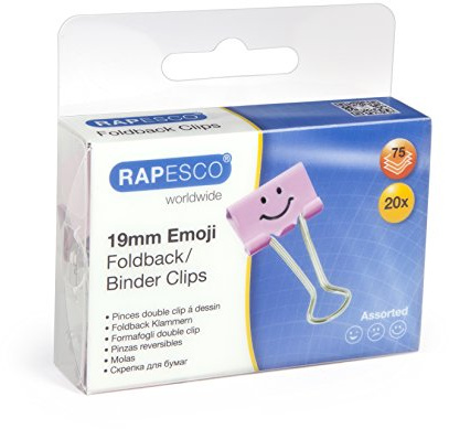 Rapesco 1349 19 mm Pappersklämmor med Roliga Ansikten, Ljusrosa, 20 Pack