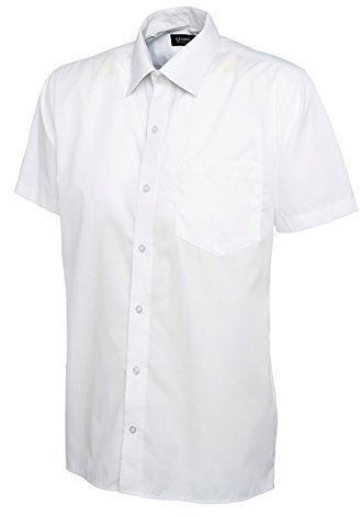 247-Clothing Mens Classic Short Sleeve Shirt Poplin Office Casual Easy Care Colours (19.5 Collar, White)