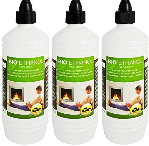 Farmlight Bioetanolo 3 Litri, Ultra Inodore, Combustibile Ecologico 100% Origine Vegetale, Compatibile Con Tutte le Stufe Elettriche o Meccaniche