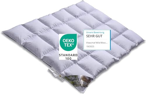 Vitaschlaf® Wild Moscovy W4 – medium – året runt 90 % premiumtäcke – tillverkat i Tyskland Since 1947 – (200 x 200 cm)