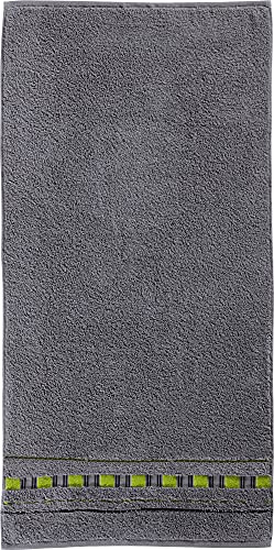 Erwin Müller Duschtuch - Achern grau/grün Größe 70x140 cm - 500g/m² - schnell trocknend, extra saugstark, beidseitige Schlaufen