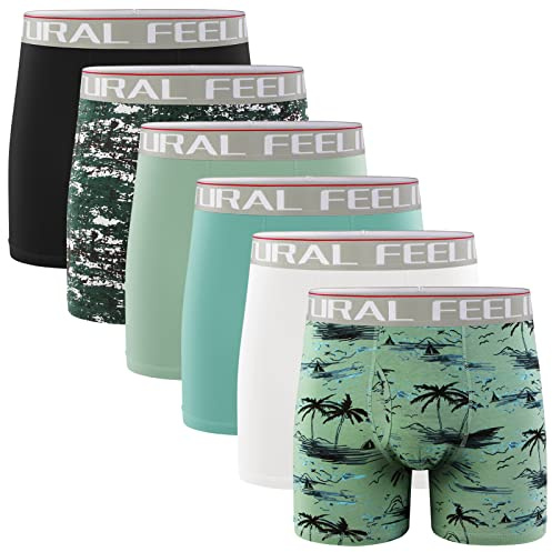 Natural Feelings Mens Underwear Boxer Briefs Cotton Stretch Regular Long Leg Boxer Briefs Underwear Men Pack