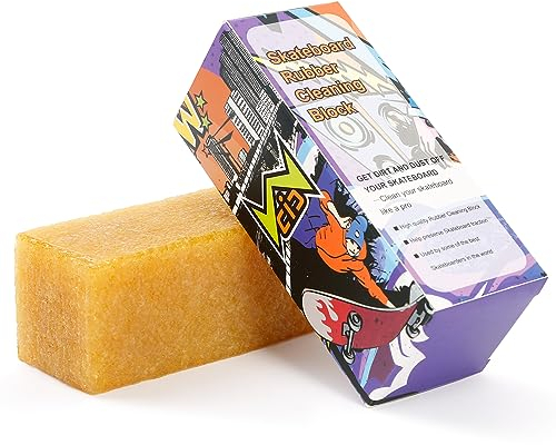 WCIC 10 x 4 x 4cm Skateboard-Griptape-Reiniger, Gummi-Schleifmittel-Reinigungsstab, Griptape-Reiniger, Skateboard-Zubehör für Jungen und Mädchen Gelb