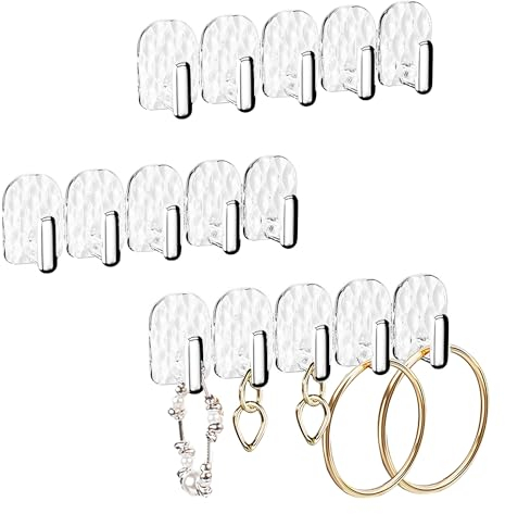 duozoanz Presentoir Bijoux Organisateur Mural Porte Auto-Adhésif Presentoir a Bijoux Présentoir Boucles d'oreilles avec 15 Crochet pour Bracelet Collier Jewelry Femmes