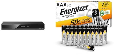 Panasonic DMR-BWT850EB Smart Network 3D Blu-ray DiscTM Recorder with Twin HD - Black & Energizer AAA Batteries, Alkaline Power, Triple A Battery Pack, 32 Pack (Packaging May Vary)