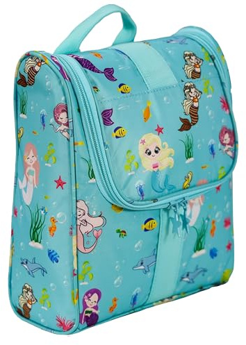 Remobia Hicol Cute Cartoon Hanging Kids Toiletry Bag Children Travel Cosmetic Makeup Organizer Wash Bag Shower bag Over Night Bag Camping Shaving Kit Bag for Boys & Girls (Mermaid)
