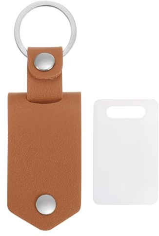 QUARKZMAN Personligt läder nyckelring med foto, dubbelsidig anpassad bild text namn nyckelring minnesgåvor till pappa vänner familj älskare, brun, Brun, 14 x 3.5 cm