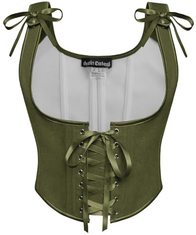 SCARLET DARKNESS Women Renaissance Corset Lace-up Underbust Corset Top | Adjustable Tie-Strap Bustier Vests, Side Zip & 11 Shaping Bones. Non-stretch Fabric for Ren Faire, Parties & Cosplay