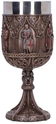 Nemesis Now Verre de chevalier, calice médiéval orné, tasse amovible en acier inoxydable pour boire – Verre des Templiers