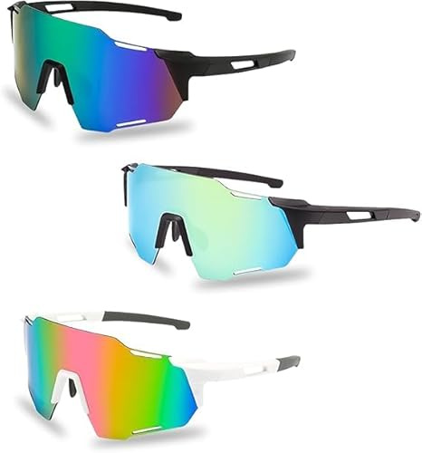 GBKDQQ Lunettes de soleil de vélo : 3 pièces lunettes de soleil polarisées lunettes de sport pour femmes et hommes lunettes de protection UV400 lunettes de protection rapides lunettes de sport