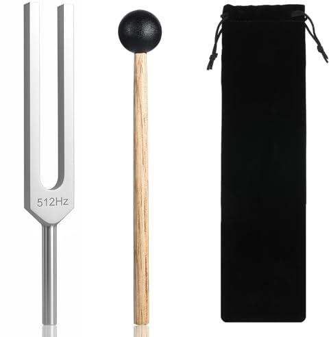 Ptwola 512hz Tuning Fork Aluminum Alloy Tuning Fork Activator with Silicone Hammer Storage Bag Weighted Unweighted Tuning Forks Set for Sound Therapy Devices Yoga Meditation Relaxation Healing Chakra