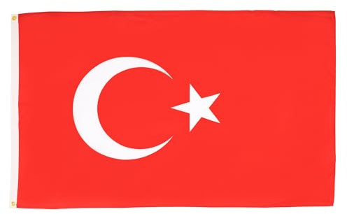 AZ FLAG Lote de 10 banderas de Turquía – 150 x 90 cm – Bandera turca 100% poliéster con ojales metálicos integrados
