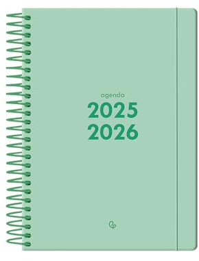Liderpapel skoldagbok 25-26 grundläggande spiral mintgrön 2 dagar sida a5 tvåspråkigt papper fsc 70 gr.