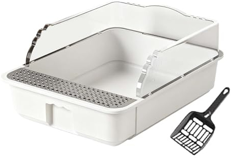 Caja de arena para gatos, caja de arena de cara alta, bandeja de arena para gatos antisalpicaduras, caja de arena para gatitos con tamiz de arena y alfombrilla de arena, cajas de arena extraíbles