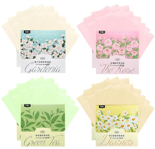 800PCS Oil Blotting Sheets, Large 9.5cm Facial Blotting Paper for Oily Skin, 4 Natural Scents, Makeup Friendly Oil Absorbing Sheets for Shine Control, Portable Face Blotting Papers