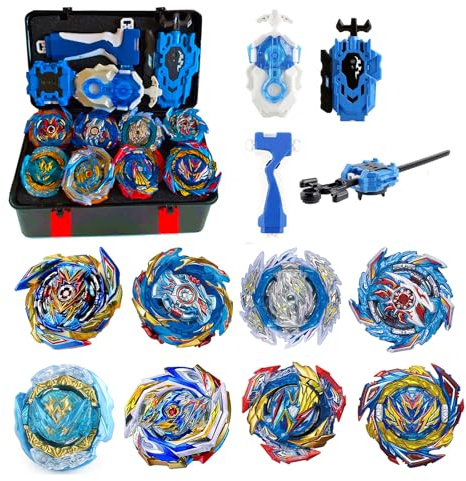 Gkopune 12Pcs Peonzas Turbo Punta Giratoria Juego de Regalo con Giroscopio y Lanzador,LAN